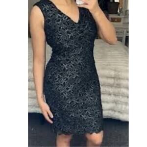 Lauren Ralph Lauren Women Black Lace Sheath Dress Size 4